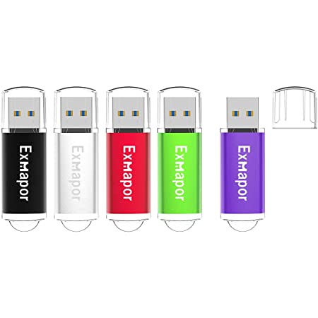 USBメモリ 3.0 32GB 5個セット Exmapor USBフラッシュドライブ 五色（黒、銀、赤、緑、紫）5年保証