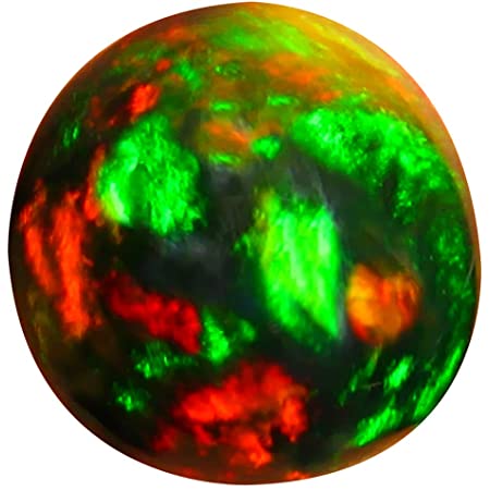 ブラックオパール ルースストーン 2.12 ct Round Cabochon Cut (10 x 10 mm) Ethiopian Play of Colors Black Opal Natural Loose Gemstone