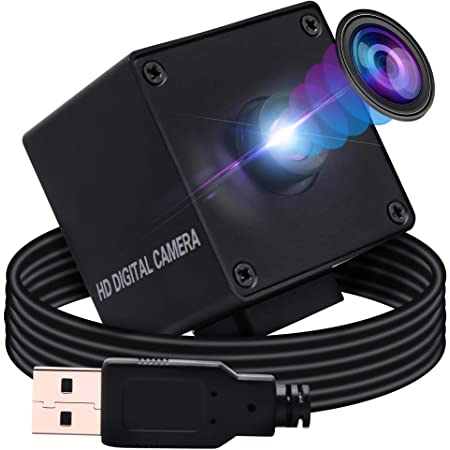 ELP オートフォーカス カメラ 200万画素 フルHD USBウェブカメラ 超小型カメラ 高速1080P 30FPS ウェブカメラ 広角100度非歪みレンズ ウェブカメラ CMOS OV2710 /プラグアンドプレイ/無料ドライバー/産業用アプリケーション医療機器ロボットカメラ 対応Windows/Android/Mac カメラ（モデル：ELP-USBFHD03AF-BA100-JP）