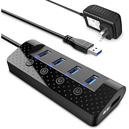 【Ewise】USB3.0 ハブ 4ポート 電源ポート付 usbハブ セルフパワー・バスパワー 5Gbps 高速データ転送 Windows/Mac/mini/iMac & Surface Pro/ノートPC/PS4 他対応 テレワーク リモート 在宅勤務 (ホワイト)