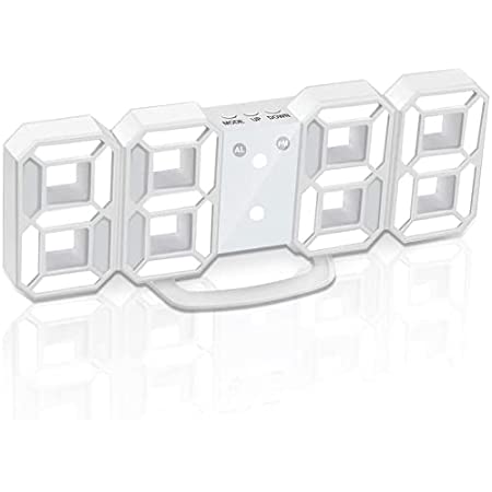 KOSUMOSU ACD-210 デジタル時計 3D LEDデジタル時計 置き時計 壁掛け時計 掛け時計 目覚まし時計 音なし9.7インチリモコン付きナイトランプ年/月/日温度表示暖かい黄色のキッチン時計（ACアダプター付属無し）