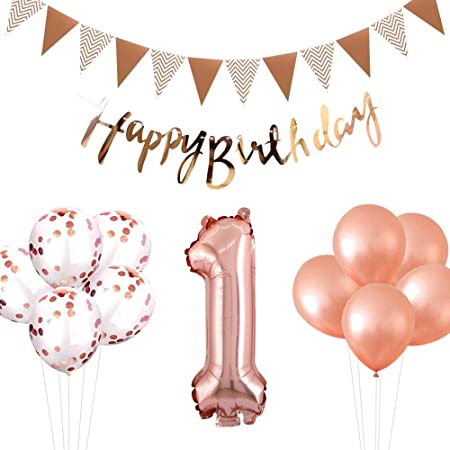 Lausatek 誕生日 パーティー バルーン 1歳 ハッピーバースデー 風船 飾り 飾り付け 男の子 女の子 ガーランド 数字 happy birthday お祝い 祝い かわいい 記念日 ピンク