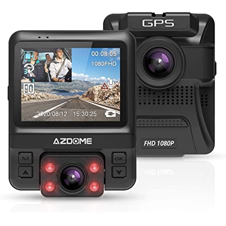 2カメラ ドライブレコーダー YAZACO X2 Pro 前後カメラ GPS内蔵 駐車監視 動体検知 Gセンサー 衝撃感知 赤外線カメラ 夜間対応 1080P フルHD 車内カメラ付き (前カメラ 2160P 2K 500万画素) 2.0インチモニター ノイズ対策済み 日本語説明書付 保証期間18ヶ月 日本語サポート対応