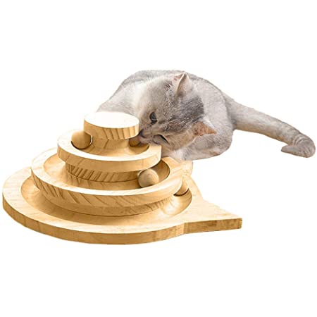 Aritan 猫 おもちゃ 猫 ボール ぐるぐるタワー ボール 運動不足やストレス解消 猫遊び用 竹製