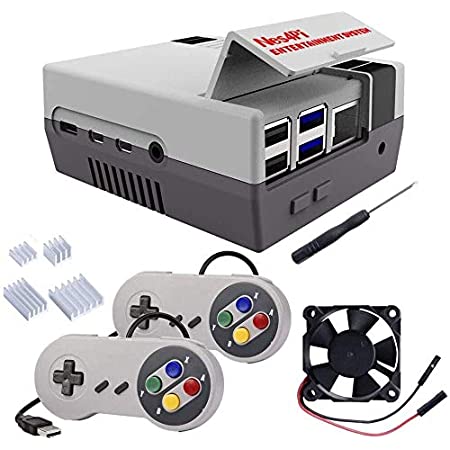 GeeekPi Raspberry Pi 4モデルBのUSB有線ゲームコントローラー付きレトロゲームNes4Piケース、Raspberry Pi 4モデルBのファンRaspberry Pi冷却ファンRaspberry Piヒートシンク付きRaspberry Pi 4ケース(コントローラ付き)