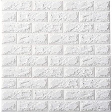 ISL ウォールステッカー 石目調 白 3Dクッション壁紙 70cmx70cm 50枚セット