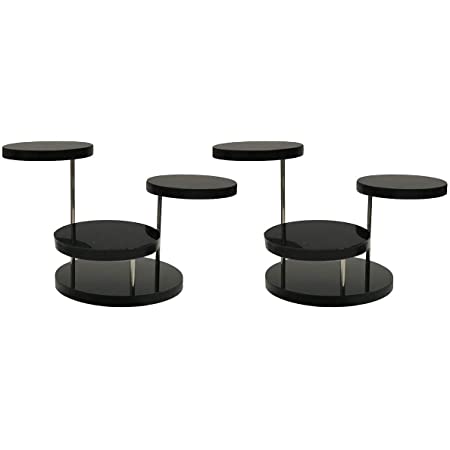 ディスプレイ スタンド ジュエリースタンド アクセサリー 3層 展示 回転 アクリル製 2個セット ブラック [elrin] (3層 黒)