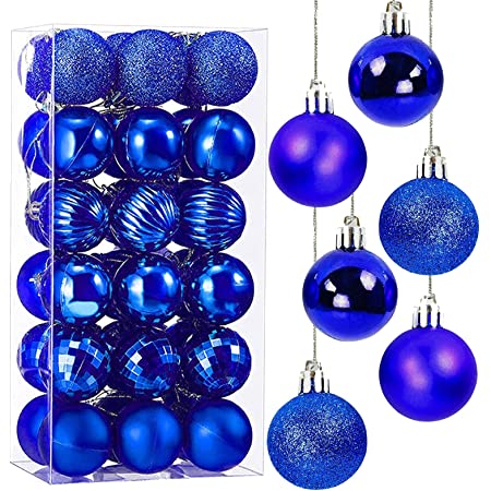 VORCOOL オーナメント ボール クリスマスツリー飾り 青+緑 北欧風 プラスチック 4cm 24個セット