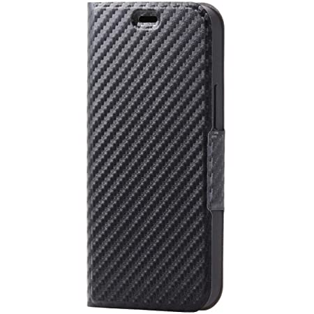 エレコム iPhone 12 mini ケース Qi充電対応 ソフトレザー 薄型 磁石付 カーボン調（ブラック） PM-A20APLFUCB