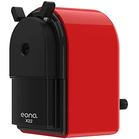 [Amazonブランド] Eono(イオーノ) 卓上鉛筆削り 事務用、学童用の手動鉛筆削り6mm～8㎜の鉛筆に適用 X22型(赤)