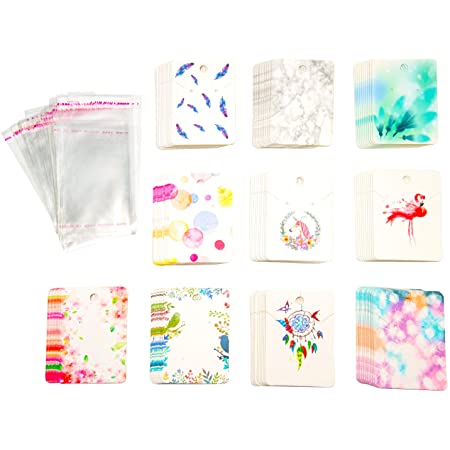 Rurumi ピアス ネックレス用 台紙 200枚 セット OPP 袋 付き ハンドメイド カード 展示用 展示 アクセサリー