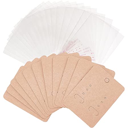 Rurumi ピアス ネックレス用 台紙 200枚 セット OPP 袋 付き ハンドメイド カード 展示用 展示 アクセサリー