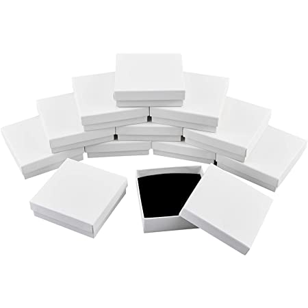 nbeads ギフトボックス 12個セット 7.5×7.5×3.5cm アクセサリー ラッピング ラッピングボックス リボン 箱 パッケージ プレゼント 正方形 包装 贈り物 ホワイト