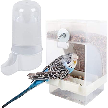 TARATI 鳥用フードフィーダー 餌やり 餌入れ 給餌機 自動餌与え 透明容器キャット食器 出張旅行お留守番 小型動物 文鳥 鳥かご掛ける 食べ殻の防止