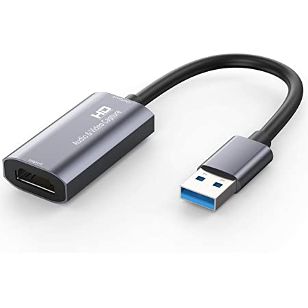 GUANLI HDMI 1080P HD オーディオ ビデオ キャプチャー ボード 日本語取扱説明書付き ポータブル ビデオ キャプチャーデバイス（変換アダプタ付き） ゲーム録画機器 画面共有 ビデオレコーダー ライブ 生放送 ライブ会議用 30HZ 30FPS usb2.0 OBS studio 変換 実況 アルミシェル 軽量で小型 電源不要 PC PS4 Xbox PS3 nintendo ニンテンドー ドライバ不要 簡単接続 ps4 ps3 audio video capture card (灰+1