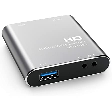 HDMI キャプチャーボード USB3.0 30fps ストリーミングと録画 Switch PS4 Xbox Wii U Webcam対応、遅延なしHDMIパススルー/HDCP、ウルトラHD HDMIゲームビデオキャプチャー、 Windows 7/8/10 Mac OS Linux対応、ライブ実況 Twitch/YouTube