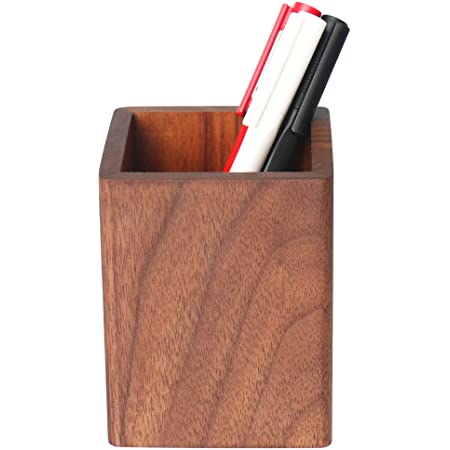 ペン立て DBRP 木製 ペンスタンド 机上収納 小物入れ 卓上 物ボックス 鉛筆立て 黒檀木