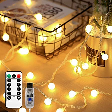 新版 10M LEDイルミネーションライト ウォームホワイト 4色+ジュエリーライト黄色 100球 高輝度白いシリコーンランプ やわらかい光 大きいLED素子 USB 多機能リモコン 屋外 室内 ガーデンライト 正月 クリスマス 飾り ストリングライト