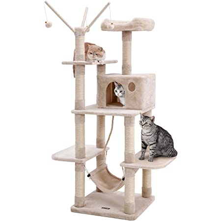 猫タワー 大型猫 麻紐 154cm 大サイズ 1つハンモック 匂いなし 多頭飼い 転倒防止 安定性抜群