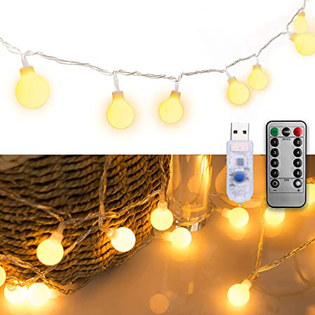 LEDストリングライトchortau ガーランド 電飾 フェアリーライト 装飾ライト クリスマスツリー ライト 防雨型 PC素材 ledに適してベッドルーム|アウトドア|結婚式|庭|誕生日|街路樹 リモコンUSB式 5M