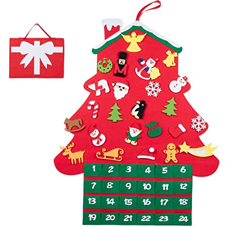 YTOPRO　クリスマスツリー　壁掛け　フェルトクリスマスツリー　オーナメント　42点セット　電飾　クリスマスバナー付き　DIY　クリスマス 飾り　サンタ　クリスマスパーティーグッズ　クリスマスグッズ　収納バッグ付き　クリスマスプレゼントト
