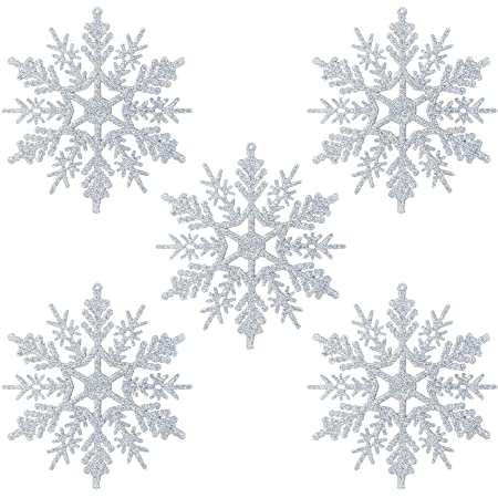 Kesote クリスマスツリー オーナメント 飾り 24枚 雪の結晶 デコレーション ドロップ クリスマス 飾り オーナメント デコレーション 飾り付け インテリア 装飾 吊り上げ 24本紐付き