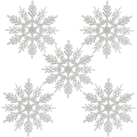 Kesote クリスマスツリー オーナメント 飾り 24枚 雪の結晶 デコレーション ドロップ クリスマス 飾り オーナメント デコレーション 飾り付け インテリア 装飾 吊り上げ 24本紐付き