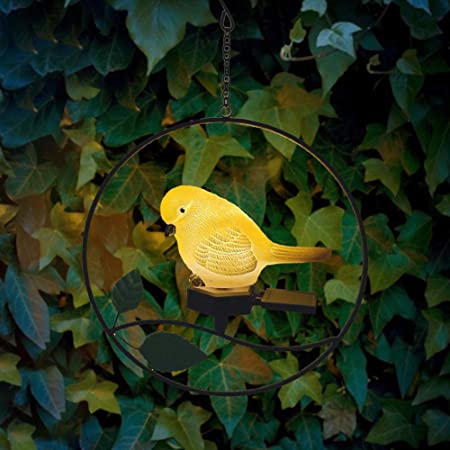 デコレーションライトソーラーパワーハンギングバード、室内または屋外ガーデンヤード用防水樹脂アートナイトLEDランプ (鳥)