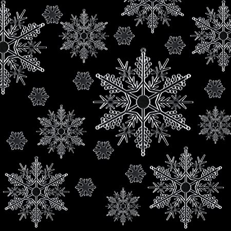 LEMESO クリスマスツリー 飾り オーナメント 雪の結晶 つらら 36点セット クリスマス 飾り インテリア デコレーション 紐付き キラキラ 装飾 飾り付け 雰囲気UP
