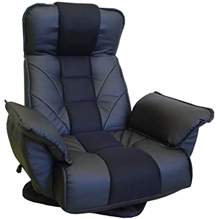 アイリスプラザ 座椅子 リクライニングソファ座椅子 ふかふか ヘッド/14段階 背もたれ/14段階 ブラック 幅79㎝ RLSZ-1160BK 63.5×78cm