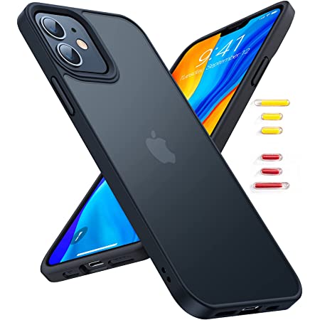 Spigen iPhone12 用 ケース iPhone12Pro 用 ケース 2重構造 マット仕上げ 超極薄 レンズ保護 超薄型 超軽量 指紋防止 ワイヤレス充電対応 パープル シン・フィット ACS02296 (ネイビー・ブルー)