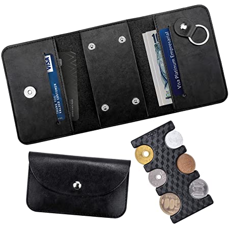 keello コインホルダー 携帯 硬貨収納 小銭財布 軽量 コンパクト 片手で取り出せ ブラック