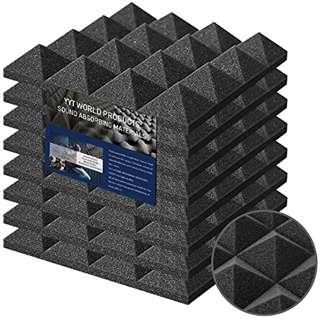 吸音材 防音材 YYT ウレタン ピラミッド 25cm×25cm 厚さ5cm 壁 難燃 無害 吸音対策 (8枚, グレー)