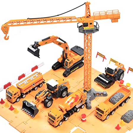 多機能ショベルカー 掘削機 RCブルドーザー 子供のおもちゃの車 建設車両おもちゃ ラジオコントロール 小さいサイズ 1/24 (黄)