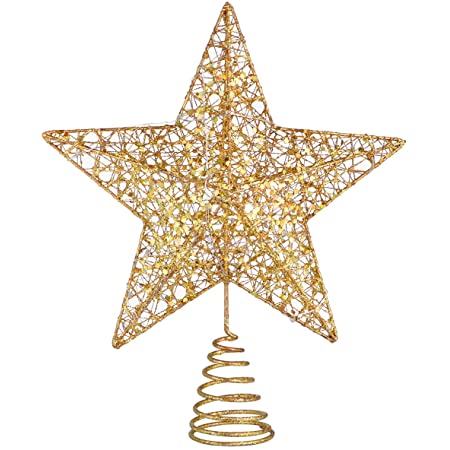 LIOOBO クリスマスツリー トップ 星 ツリートップスター 飾り オーナメント おしゃれ クリスマス飾り デコレーション スター 20x16cm