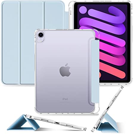 MS factory iPad mini 2019 mini5 用 ケース Apple Pencil ペンシル 収納 衝撃吸収 カバー アイパッド ミニ 第5世代 軽量 薄型 半透明 ソフトTPU オートスリープ アリス ブルー 水色 IPDM5-S-CLH-LSK