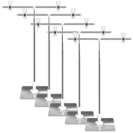 ポップスタンド 卓上 1個セット T型 L型 POPスタンド 長さ調節可能 工具不要 ステンレス 軽量 簡単収納 組み立て式 販促 値札 (１個セット)