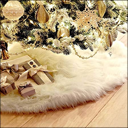 Morobor スノーフレーククリスマスツリースカート、直径90cmのクリスマスツリースカート、スノーフレークパターンツリースカート、フェルトクリスマスツリースカート、クリスマスツリーを飾るため。
