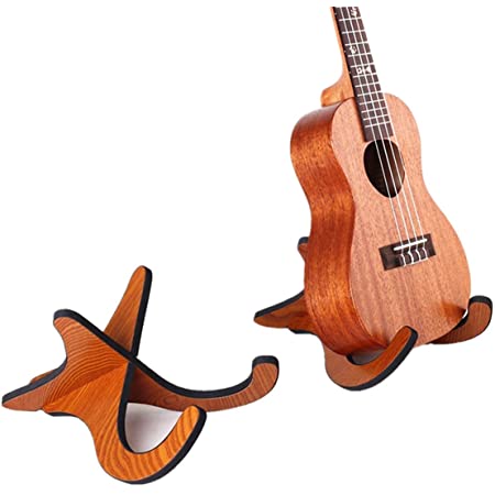 ウクレレスタンド + ウクレレストラップ X型 木製 折り畳み式 楽器スタンドホルダーサポーター ウクレレ/マンドリン/ヴァイオリン用