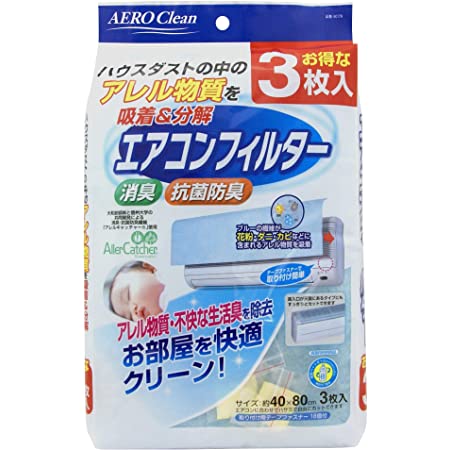 エアコンの抗菌消臭剤 吸気口用フィルター 日本製 (防カビ 消臭 抗菌 フィルター)