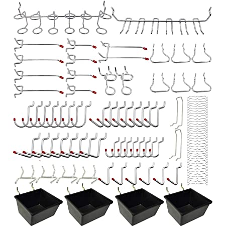 140個 有孔ボード フック WEWINK PLUS 25mm 穴ピッチ パンチングボードフック 専用T型フック メッシュフック プラボックス付き 吊り下げラック 固定 止め 金具 商品展示 ディスプレ スチール製 穴ピッチ 壁面収納 取り付け簡単（シルバー）