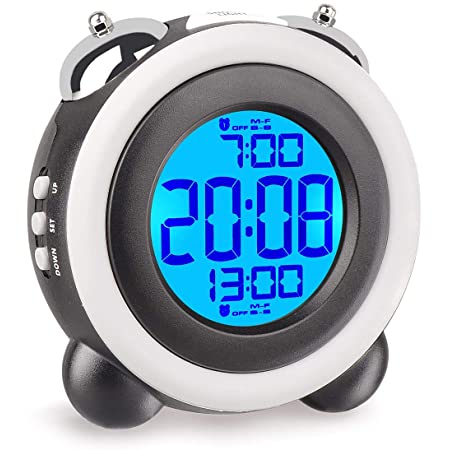 VIKMARI 目覚まし時計 置き時計 デジタルクロック LED数字表示 温度表示 テレビ型 卓上時計 アラーム 充電式 ナイトライト USB充電 ライト付き かわいい鹿（グリーン）