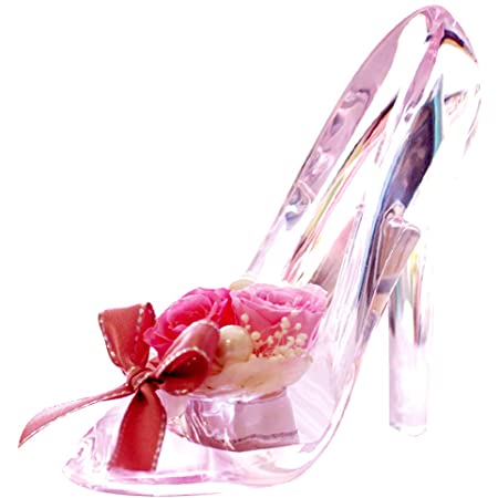 ガラスの靴 プリザーブドフラワー フラワーギフト 誕生日プレゼント 薔薇 花 枯れない フラワー (パステルピンク)