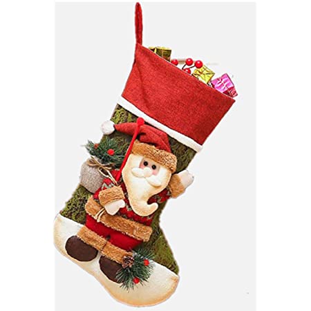 クリスマスサンタソックス 靴下 サンタクロースソックス　ギフトバッグ キャンディークリスマスストッキングバッグ クリスマスツリーの装飾 立体クリスマスストッキング 大収容力　クリスマスデコレーション　サンタクロースさん