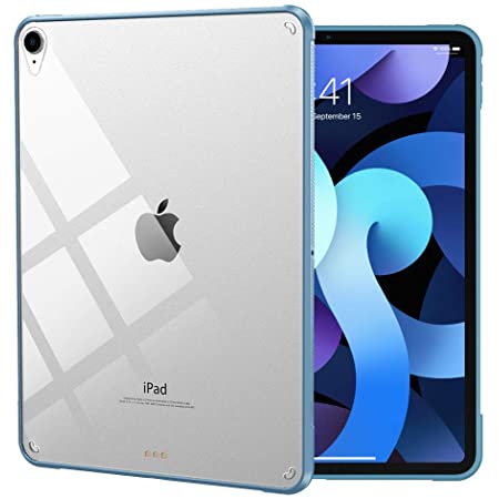 iPad Air4 ケース 2020 「Touch ID対応」 Dadanism iPad 10.9 ケース iPad 10.9インチ カバー アイパッド エア 第４代 保護カバー 四角加固 擦り傷防止 ビジネスケース 薄型 衝撃吸収 TPU縁 背面PCハードケース 透明背面カバー Apple Pencil2充電に 父の日 トワイライトブルー