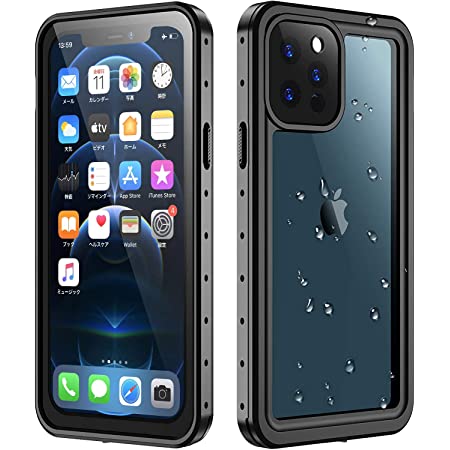 iPhone 12 Pro Max 防水ケース 6.7インチ DINGXIN IP68防水規格 指紋認証対応 防水 防雪 防塵 耐震 耐衝撃 アイフォン12プロ マックス ケース 防水 防水カバー ストラップホール付き ワイヤレス充電対応 (iPhone 12 Pro Max, ブラック)