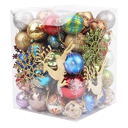 CHQ クリスマス ボールカラフル 60-70個 クリスマスの飾り セット 凍える装飾 お洒落 かわいい ーホーム年度の玉飾りクリスマス飾りをぶら下げ オーナメント ボール
