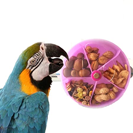 Kisata インコのおもちゃ 鳥の餌入れ 小鳥トレーニングおやつボール 知育フォージング 知育玩具 掛けタイプ小鳥噛むおもちゃ 鳥フードフィーダーセキセイインコやオカメインコ小動物に(パープル)