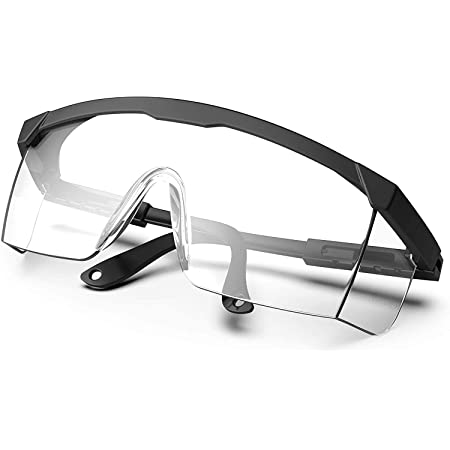 Jimjis 保護メガネ めがねの上 紫外線防止 作業用 実験室 くもり止め強化 軽量 メガネ バイク アウトドアスポーツ 男女兼用 (透明1)