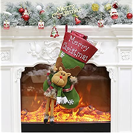 博 可愛いエルク ースソックス クリスマスツリーの装飾 立体クリスマスストッキング プレゼント袋 壁掛け 玄関飾り 置物　装飾　デコレーション